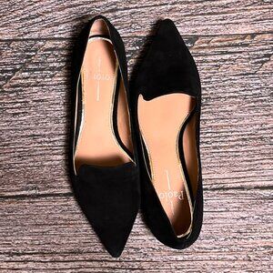 Linea Paolo Black Suede Pointed Toe Ballet Flats Size 6.5M